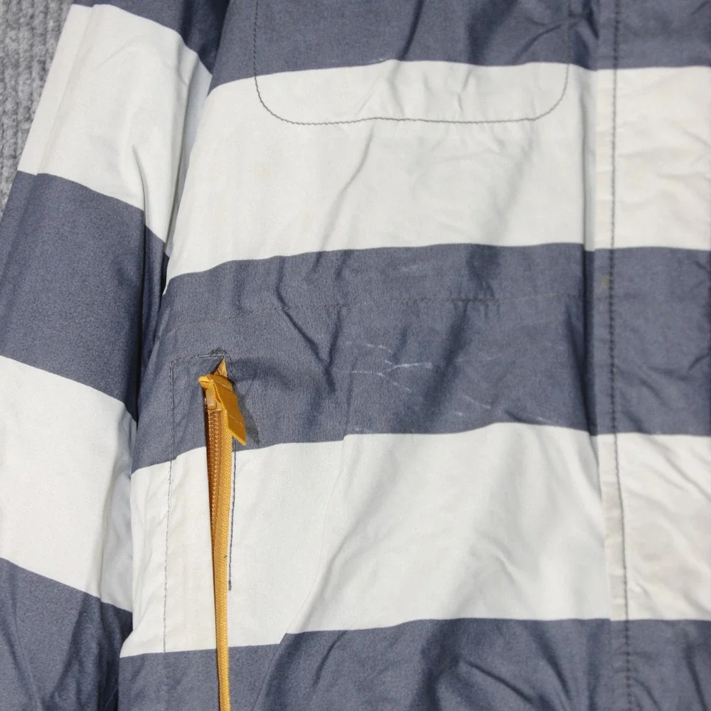 Mini Boden Jacket Boys 13-14Y Blue White Outdoor Coat Striped Puffer
